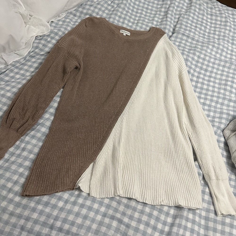 Two-Tone Brown and White Sweater NM